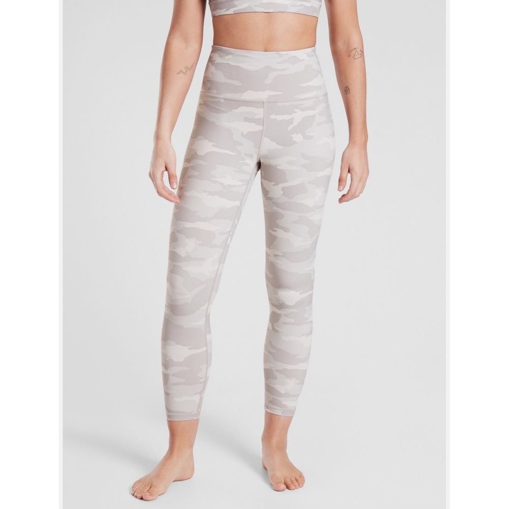 Athleta Elation 7/8 Tight Leggings Size S Gray White Camo High Rise Yoga Pants